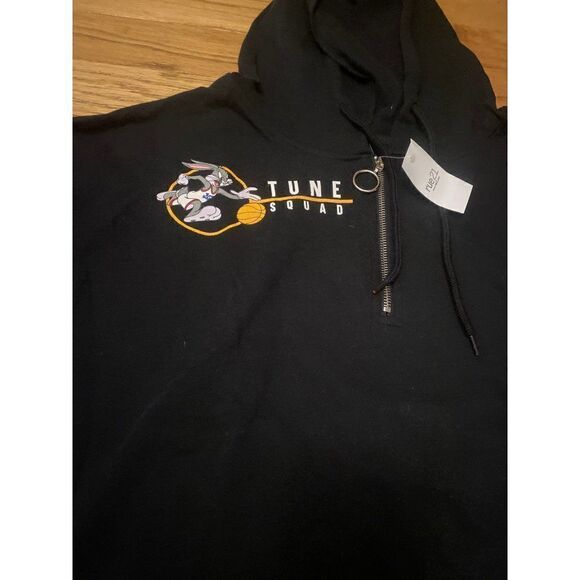 NWT Space Jam women's plus Tune Squad black casual hooded 1/4 zip sweater sz 3X - Picture 3 of 7